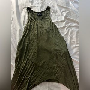 Woman's green baggy capri jumpsuit